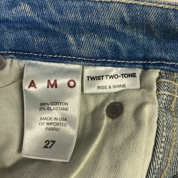 AMO Twist Two-Tone Raw Hem Cropped Skinny Jean in Rise & Shine Blue Size 27 - Picture 9 of 9